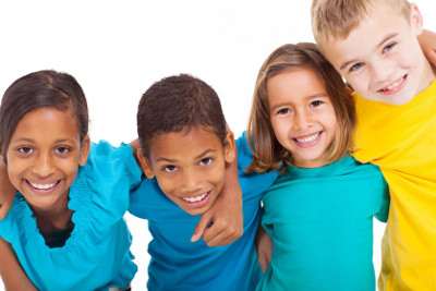 Smiling Kids Arm-in-Arm
